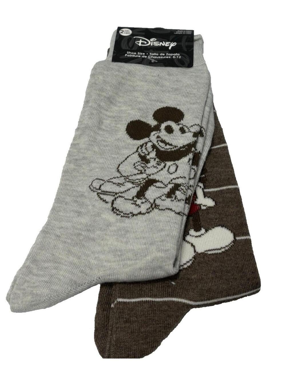 Disney Mickey Mouse Pluto Crew Socks 2-Pack Unisex Size 6-12 Cartoon Gift Socks